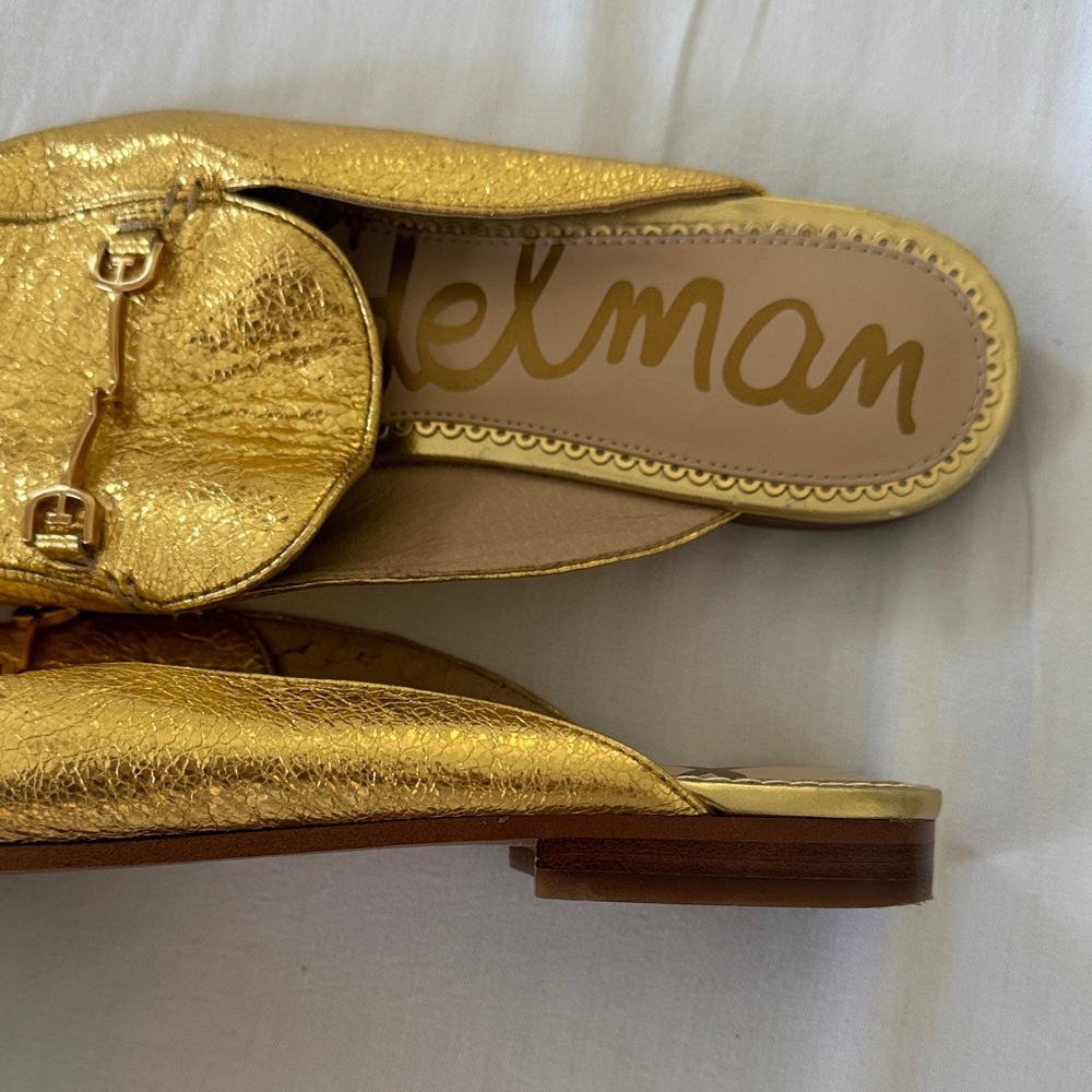 Sam Edelman Metallic Gold Loafers - Picture 3 of 4